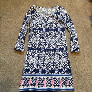 Lilly Pulitzer Navy and White Patterned TShirt Dress